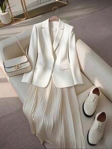 Franclia 女士时尚优雅西装外套和裙子休闲两件套