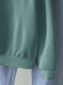 女士圣诞节刺绣圣诞树图案圆领运动衫 - 綠色 - 查看 4