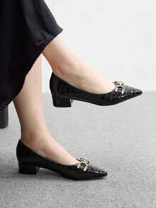 CUCCOO BIZCHIC Giày cao gót nữ thời trang đính kim loại đi làm - màu đen - Xem 3