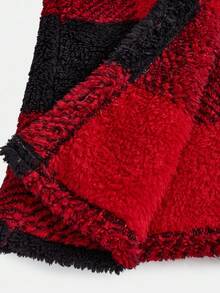 SHEIN Conjunto de 3 piezas para niñas: Chaqueta de manga larga a cuadros, Blusa de cuello alto de manga larga sólida y Pantalones acampanados sólidos, adecuado para Navidad - Burdeos - Ver 7