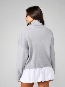 MISSGUIDED Ribbed Button Down High Neck Cardigan Sweater Chunky Knit Pullover Winter Autumn Knitwear Turtleneck Soft Cozy Jumper Trendsetter Style