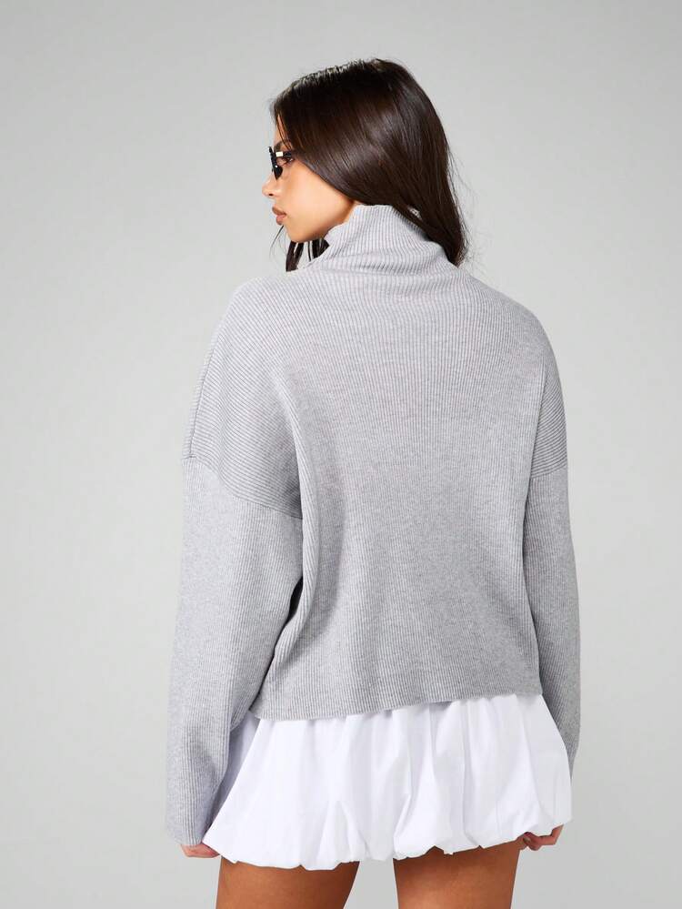 MISSGUIDED Ribbed Button Down High Neck Cardigan Sweater Chunky Knit Pullover Winter Autumn Knitwear Turtleneck Soft Cozy Jumper Trendsetter Style