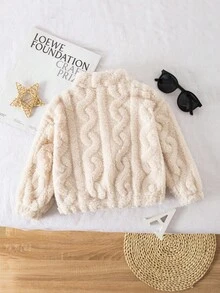 SHEIN 可爱毛绒杏色立领卫衣，百搭秋冬 - 卡其色 - 查看 2