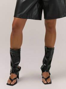 MUSERA Open Toe Thong Split Heeled Boot Sandals For - Black - View 2