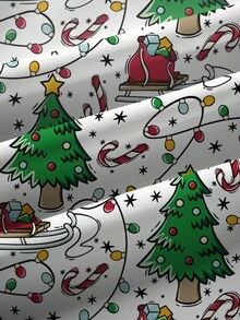 PopScrub Women's Fashion V-Neck Short Sleeve Allover Print Christmas Tree & Fairy Lights Nurse Scrub Uniform Top - Multicolor - View 6