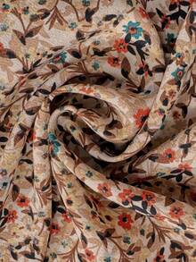 SHEIN Vestido plus size para maternidade, casual, estampa floral, gola sobreposta, cintura ajustável, primavera/outono - Damasco - Ver 9