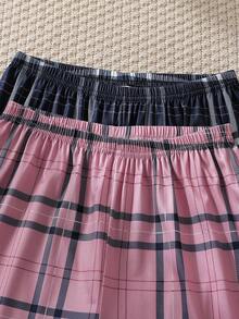 4件套女士及少女睡衣套装，长袖印花上衣，舒适牛奶丝面料长裤，家居服 - 藍白色 - 查看 7