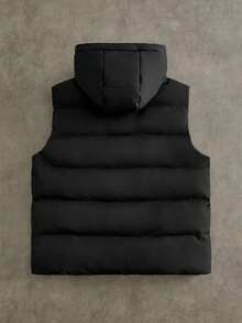 EASEVO 大码男士休闲百搭黑色连帽背心，适合秋冬 - 黑色 - 查看 2