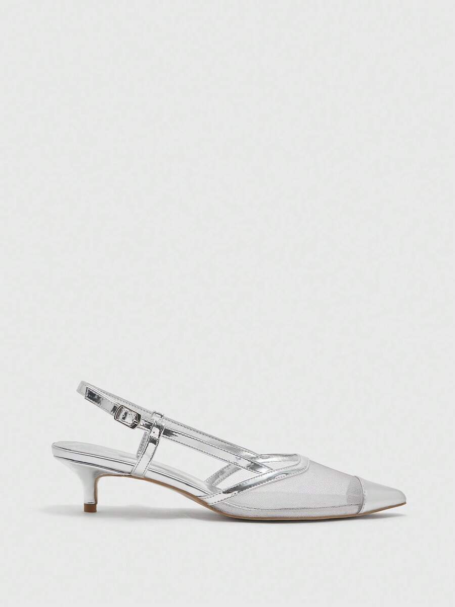 CUCCOO BIZCHIC Women's Pointed Toe High Heel Fashion Shoes, Suitable For Party, Work, Formal Occasions, Christmas, Halloween, Music Festivals, Autumn - Silver - View 1