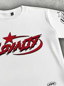 Manfinity ZONE917 Oversized Red & White Camouflage Distressed Star Gothic Slogan T-Shirt Set