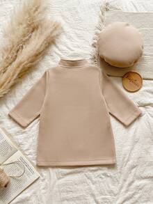 Vintaside Kids Bộ quần áo len cardigan dài tay họa tiết lạc đà thanh lịch cho bé gái, trang trí nơ, cổ điển ngọt ngào, ôm vừa vặn, thích hợp cho các buổi đi chơi, chụp ảnh, ngày nghỉ, ngày lễ, tiệc tùng - Màu be - Xem 2