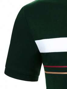 Manfinity Homme 男士撞色条纹短袖半襟休闲百搭夏季 Polo 衫 - 彩色 - 查看 3