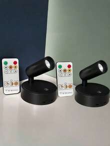 1/2pcs ABS/铝合金材质 遥控无线USB充电 持久耐用（内置18650-2000mAh超大容量电池）壁灯 无级三色触摸调光（带独立开关） 350°旋转 90°倾斜 无线磁吸床头阅读灯，适用于装饰画照明、树照明、展厅装饰