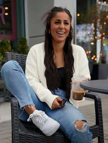 SAYEHFBABY Drop Shoulder Ribbed Knit Drop Shoulder Cardigan Fall Winter Cloth For Women - Apricot - View 7