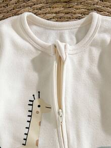 Loomiva Newborn Baby Girl Cartoon Elephant Pattern Knitted Soft Crew Neck Long Sleeve Romper Newborn Neutral Outfit Neutral Baby Clothes Unisex - Apricot - View 2