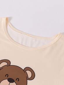 可爱 INS 卡通熊印花圆领长袖舒适女童睡衣 - 彩色 - 查看 3