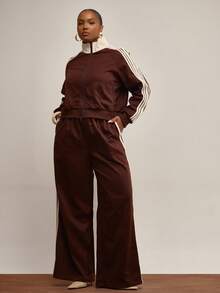 MUSERA Chaqueta de chándal con cremallera en el cuello y mangas a rayas de alto contraste, ideal para invierno, uso diario, linda, informal y cómoda - Multicolor - Ver 5