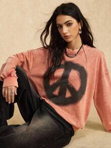 Easelle 秋冬雪花直喷图案卫衣 - 藕粉色 - 查看 6