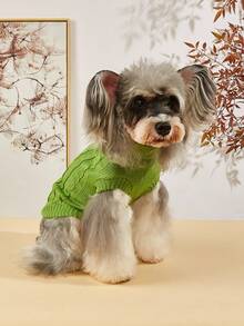 PETSIN 1 Piece Of Green Short Autumn And Winter Thick Knitted Windproof Warm Casual Pet Sweater - Green - View 2