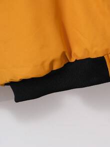 1pc Zip Front Pocket Fleece Collar Thick Bomber Jacket For Teenage Boys, Casual Sporty Style