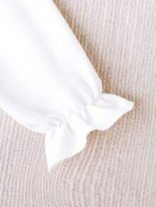 SHEIN Elladie kids 年轻女孩海军蓝彼得潘领双排扣褶裥下摆长袖二合一连衣裙，适合休闲、优雅、通勤、校园风格 - 寶藍色 - 查看 5