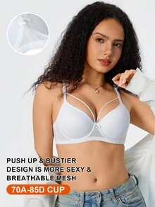 DesireSculpt 1 Stück Damen Weißer Drahtloser Bequemer Stützender Nicht-Durchhängender BH