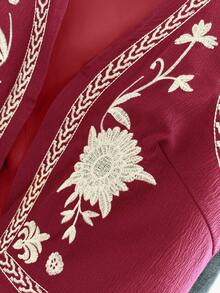 Breezaya Women's Floral Embroidered Casual Versatile Sleeveless Lightweight Jacket