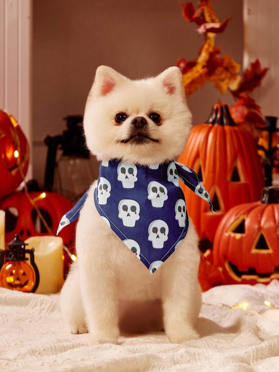PETSIN 1pc Halloween White Skull Bandana - Multicolor - View 1