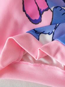 可爱卡通图案针织连帽衫套装，秋冬季休闲女婴服装，带帽动漫女婴服装，史迪奇图案女童服装 - 白色 - 查看 10