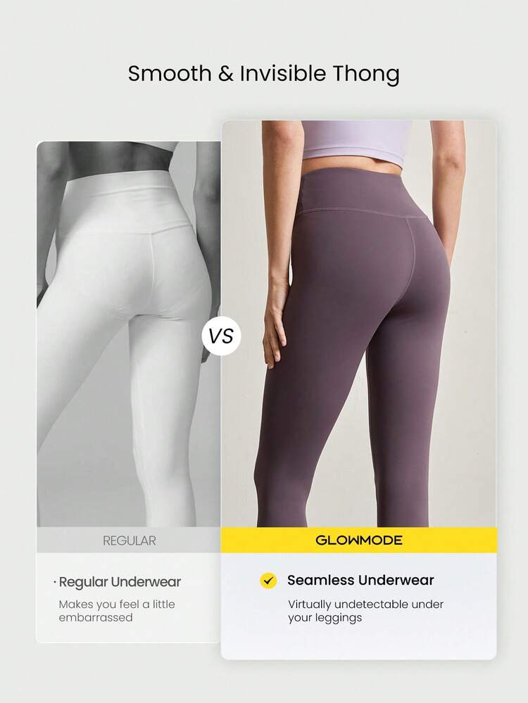 2 Packs Lightweight Breathable Sweat-Wicking Medium-Waist Seamless No-Show Thong Underwear Daily Workout