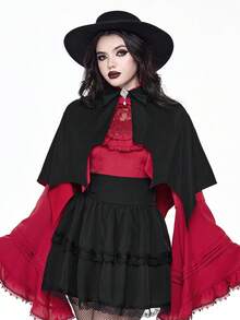 ROMWE Goth 女式哥特式黑色蝙蝠翼不对称下摆披肩 - 黑色 - 查看 7