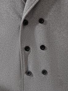 SHEIN Souflis 4-7 Years Old Young Boys Classic Herringbone Overcoat, English Style Lapel Double-Breasted Mid-Length, Vintage Fabric, Versatile For Casual And Holiday Wear, Creating A Little Gentleman Look - Light Grey - View 5