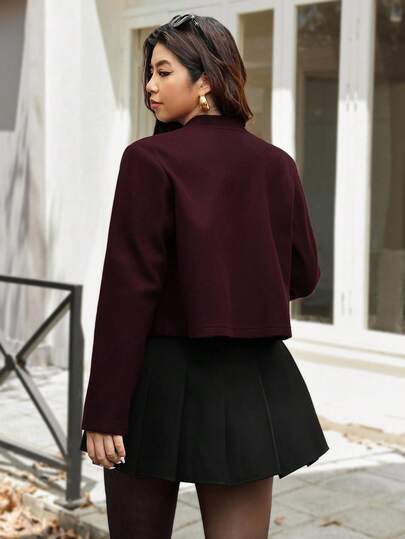 Vionelle Chaqueta con bolsillo delantero talla grande en color borgoña, para otoño/invierno