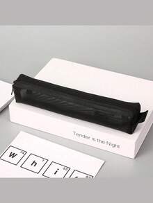 1/2/3个装极简透明网眼铅笔盒，学生考试用品收纳袋，迷你方形收纳袋，返校季必备，学习用品，铅笔袋，书包 - 黑色 - 查看 11