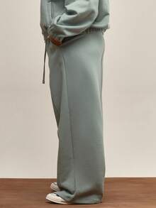 MUSERA 加大码阔腿裤，裤腿缝线细节，松紧带腰带，运动裤/慢跑裤，冬季，日常，可爱，休闲，舒适，Gallerie - 綠色 - 查看 3