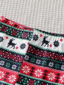 Uroczy różowy dzianinowy komplet piżamowy dla dziewczynek z długim rękawem i spodniami, 2 części