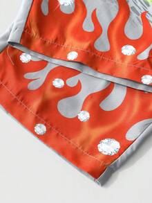 ROMWE MEN Goth Pantaloni della tuta da uomo in stile urban, pantaloni della tuta scuri in stile gotico con stampa di teschi e fiamme, vita con coulisse per comfort regolabile, facili da indossare per uno stile urban