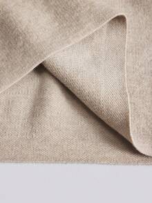 Ontre 2026SS Women's Solid Khaki Versatile Wool Blend Poncho Sweater - Khaki - View 9