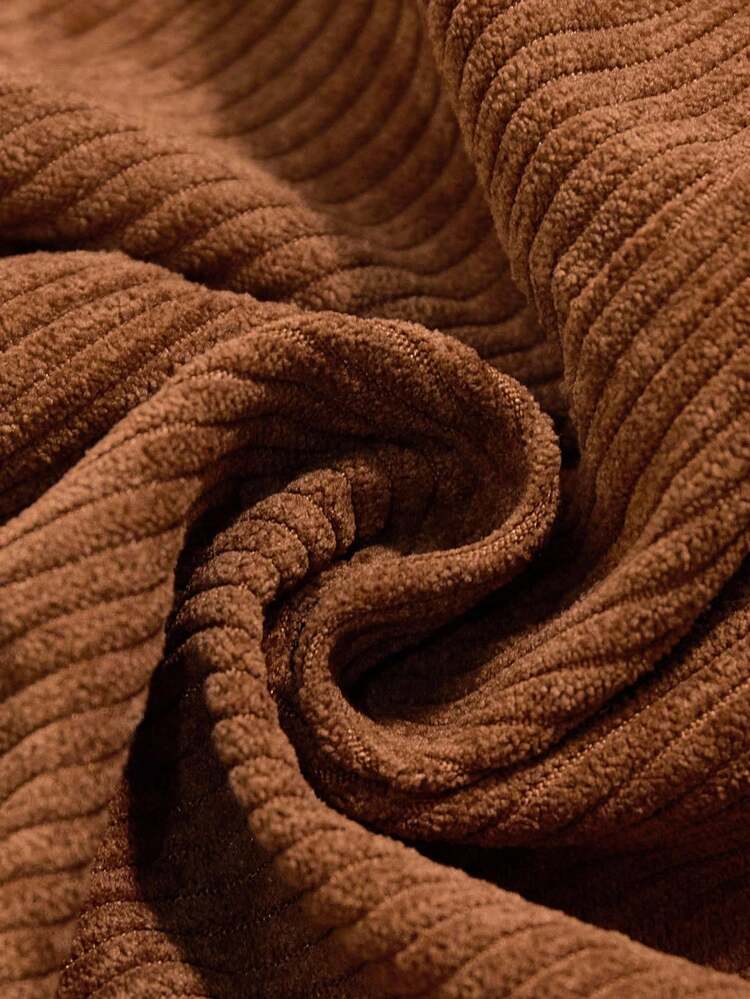 Pantalon en velours côtelé de couleur unie marron avec poches pour femmes grandes tailles, automne/hiver, sortie, nouveauté 2025, simple et pour un port quotidien, Noël