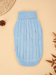 PETSIN 1 Suéter casual para mascotas de punto grueso, resistente al viento y cálido de color azul claro para otoño-invierno - Gris Claro - Ver 5