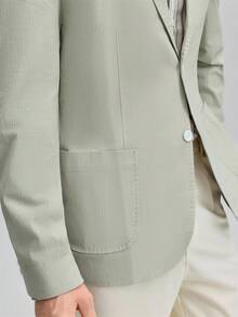 OFFICEAU Men's Spring/Autumn Lapel Neck Long Sleeve Green Casual Business Blazer Jacket, Suitable For Banquet, Events, Outings - Green - View 6