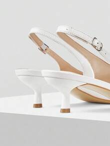 Mnmlis Giày cao gót nữ đính đá tròn thời trang và thanh lịch - trắng - Xem 4