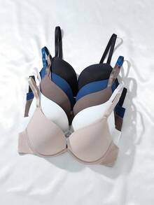 SHEIN 5 件套女士休闲柔软舒适钢圈文胸，百搭百搭风格 - 彩色 - 查看 1