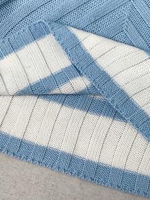Flirla Suéter ajustado con cuello alto, mangas acampanadas y patrón de rayas de contraste, para uso casual y de oficina, otoño/invierno - Azul y blanco - Ver 5