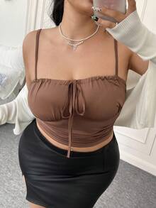 CovetEZ Plus Size Tank top & Camis - Coklat - View 1