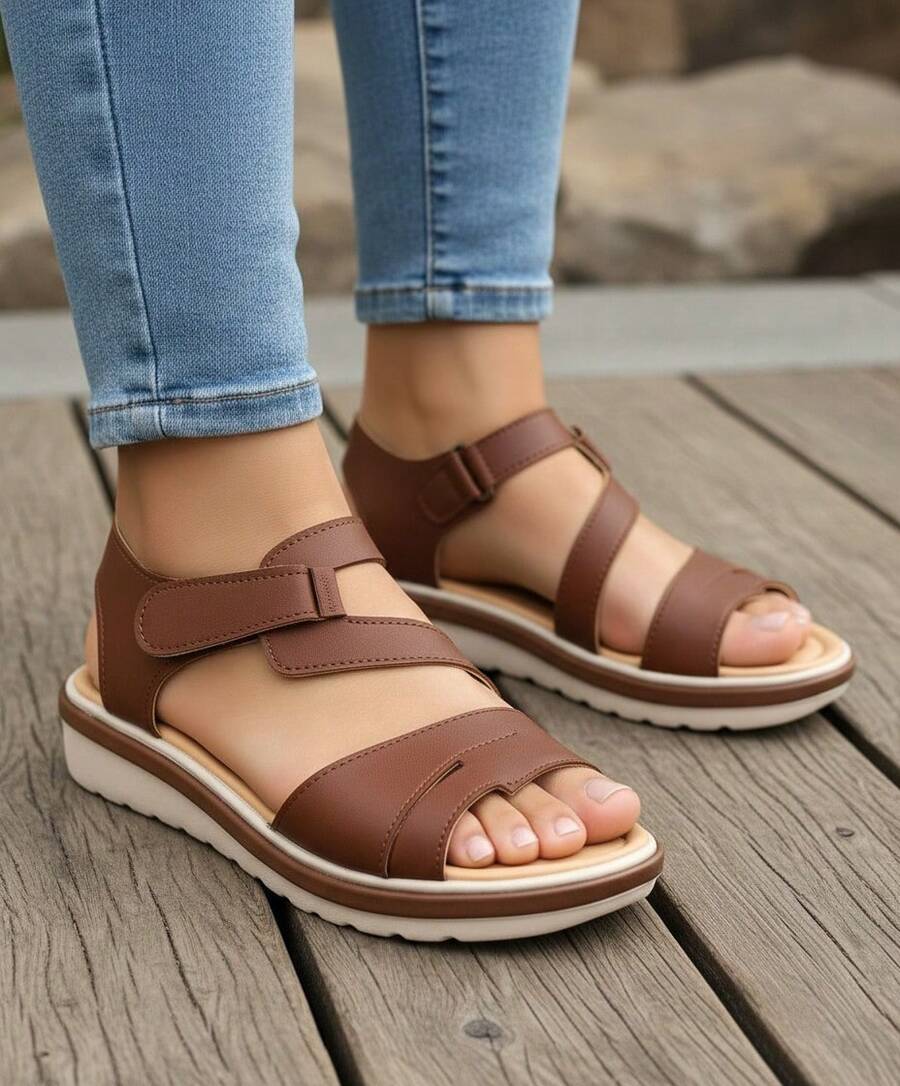 Women Flat Sandals - Brown - View 1
