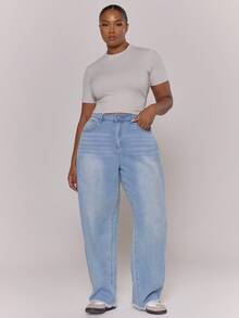 MUSERA Camiseta básica de talla grande ajustada y corta - Gris - Ver 5