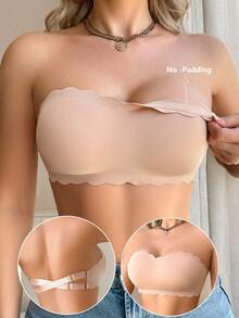 SHEIN 1pc Women's Solid Color Comfortable Wireless Bandeau Bra Strappy Bra Multiway Bra Convertible Bra Backless Bra Bandage Bra