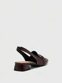 CUCCOO BIZCHIC Women's Coffee Color Low Chunky Heel Elegant Comfortable Versatile Loafers, Slingback Flat Shoes Spring Shoes - Coffee Brown - View 8