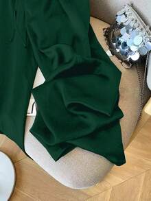 Franclia Pantalones anchos casuales cómodos y sueltos de acetato con textura para mujer